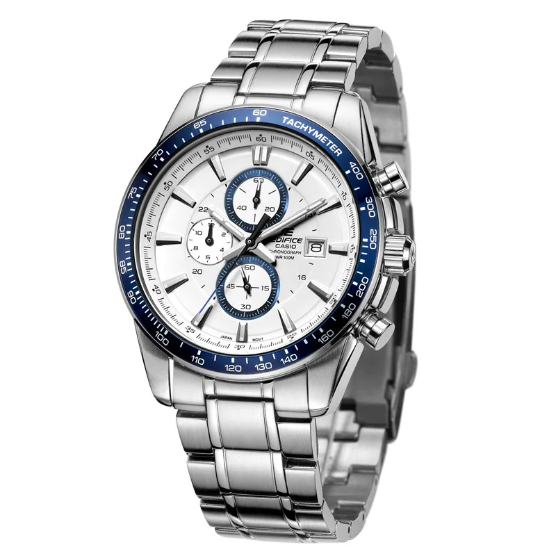 Casio Мужские часы трехглазый стальной ремень 50 метров водонепроницаемые мужские кварцевые часы EF-547D