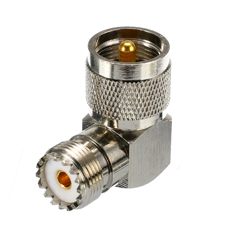 UHF PL-259 Male Plug to SO-239 Female Right Angle 90 Degree RF Adapter Connector |