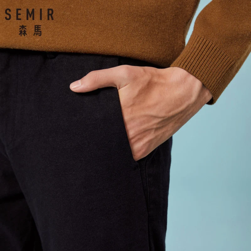 SEMIR мужские брюки без застежки с наклонным карманом спортивные эластичным