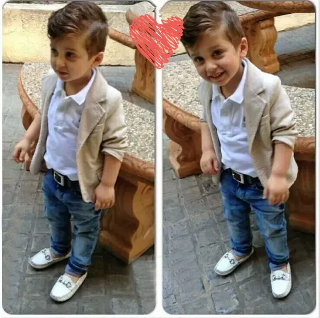 Fashion baby boy set 3pcs party suits Khaki blazer + white blouse pants 1-6y with birthday dress clothes | Детская одежда и обувь
