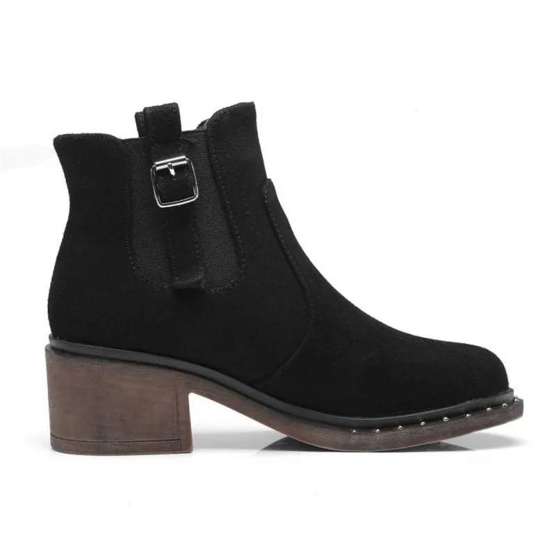 Tuyoki New Women Ankle Boots Buckle Elastic Band Winter Keep Warm Women'S Shoes String Bead High Heels Fur Size 32-43 | Обувь