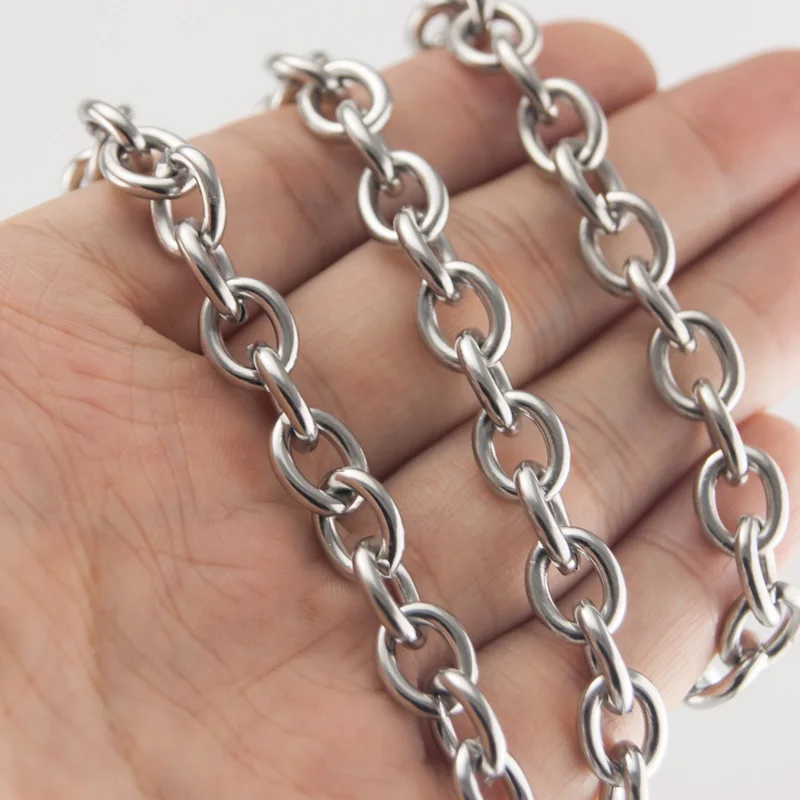 

8mm Thick Heavy Chain Necklace Men Stainless Steel O Shape Rolo Chain for DIY Jewelry Making Sell in 10 Meter Wholesale