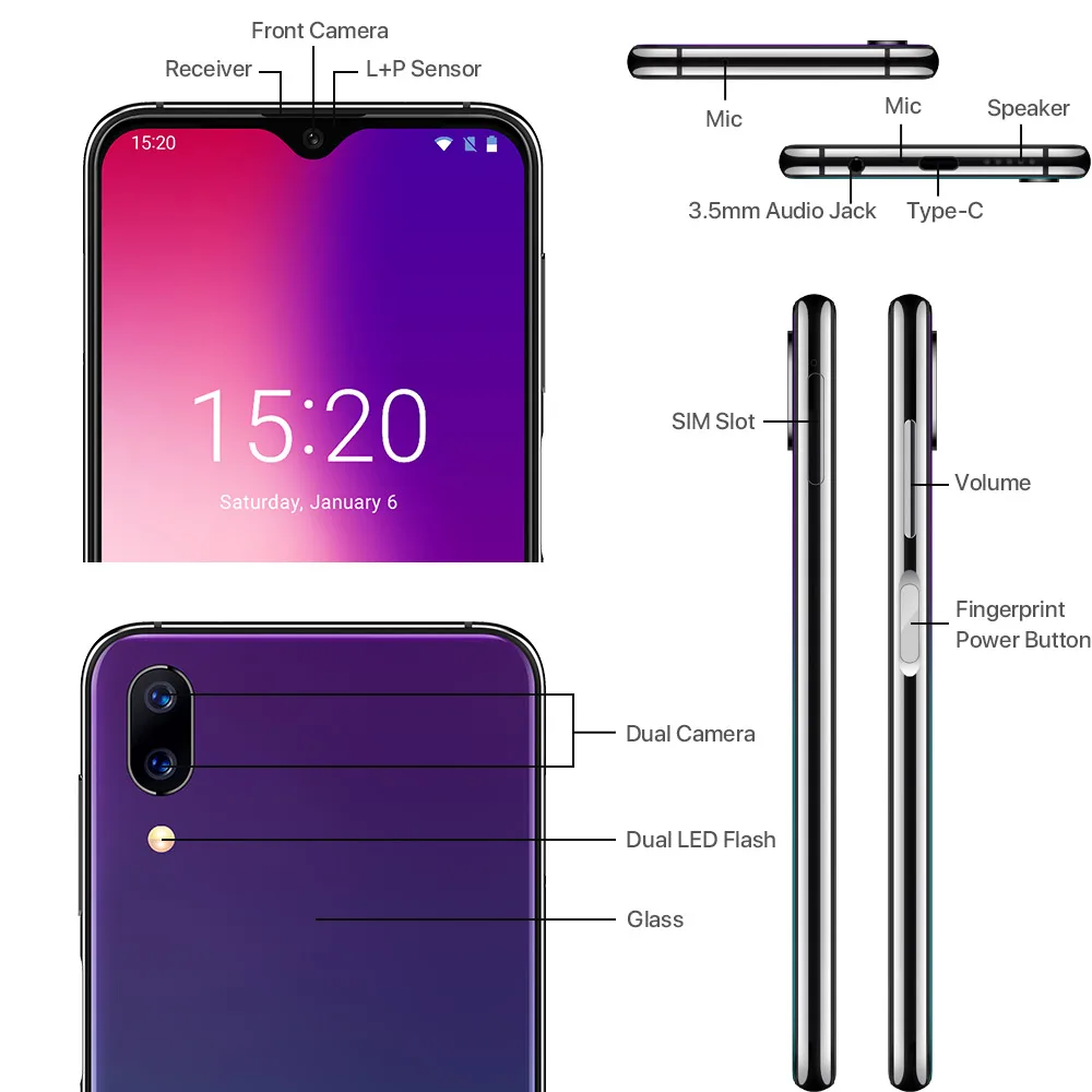 UMIDIGI One Max смартфон с 6 3 дюймовым дисплеем ОЗУ 4 Гб ПЗУ 128 ГБ Android 8 1|Смартфоны| |