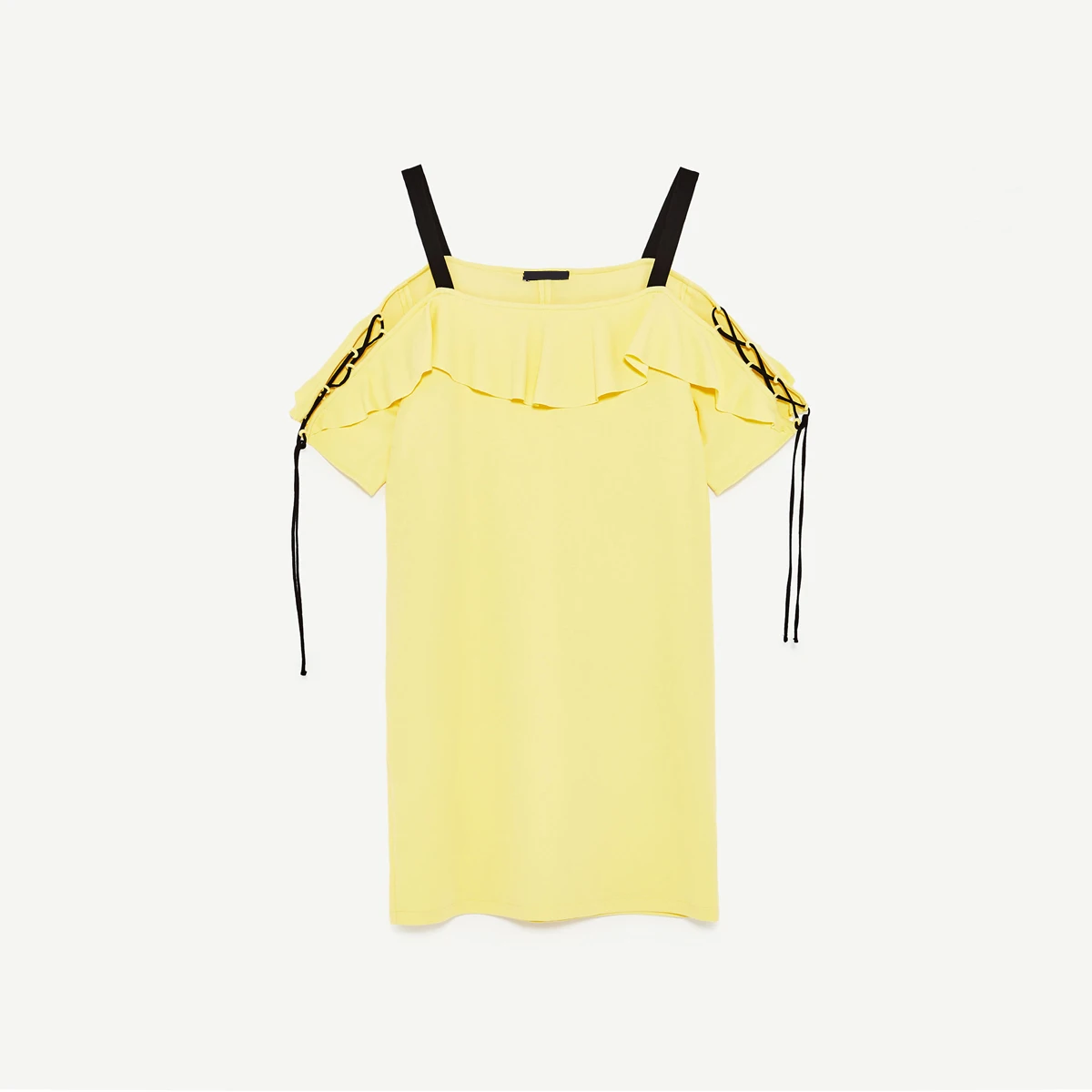 Irisie 2017 желтый Летняя мода мини платье Для женщин Сладкий оборками спагетти