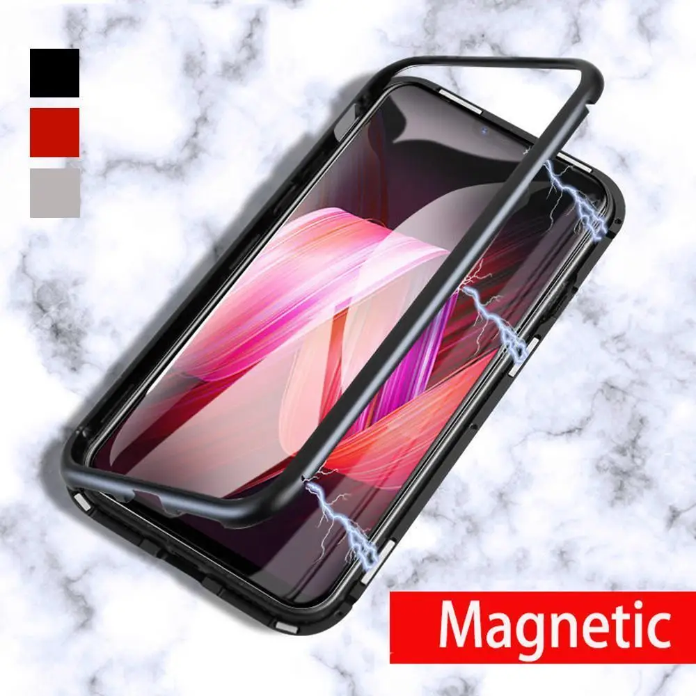 Чехол для iPhone 8 Plus Магнитный адсорбционный металлический флип-чехол для телефона для iPhone XS MAX закаленное стекло чехол