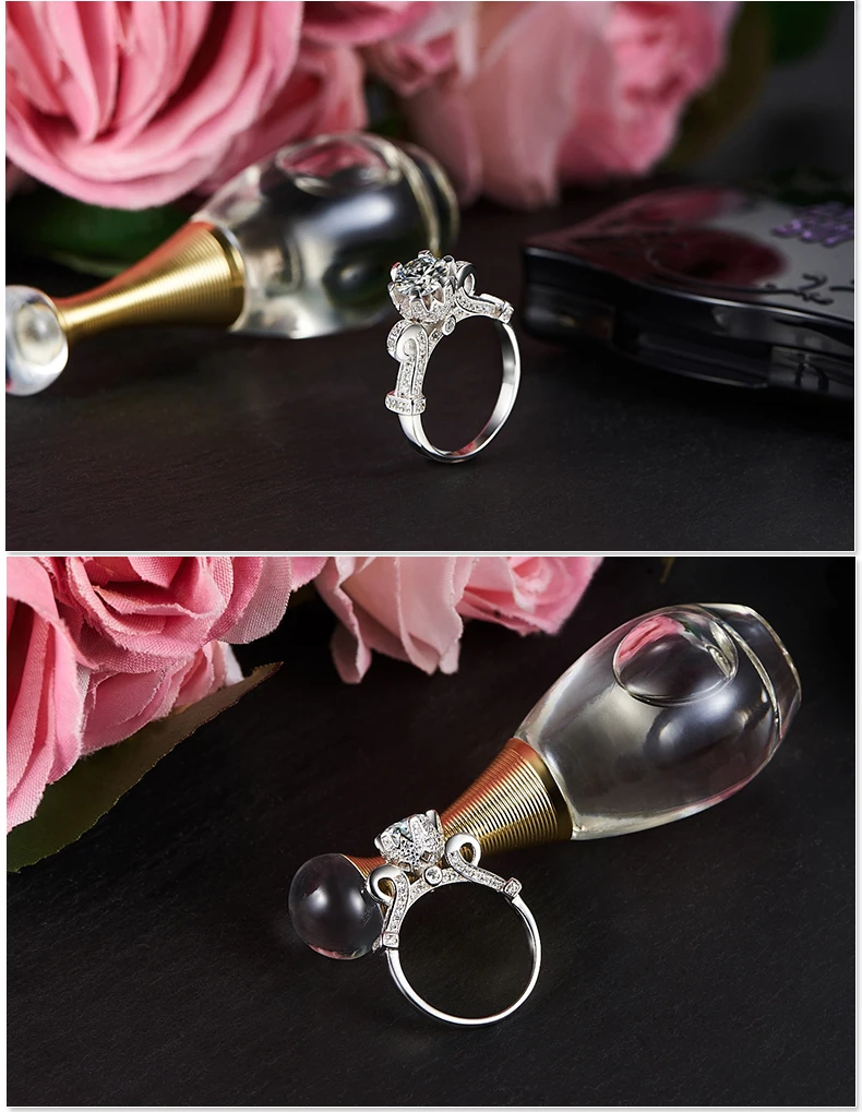 Ювелирные изделия Moissanite Шляпа Волшебника дизайн роскошный Алмазный боковой камень 1.0ct сертифицированные vvs1 навсегда обручальные кольца 18 к белое золото