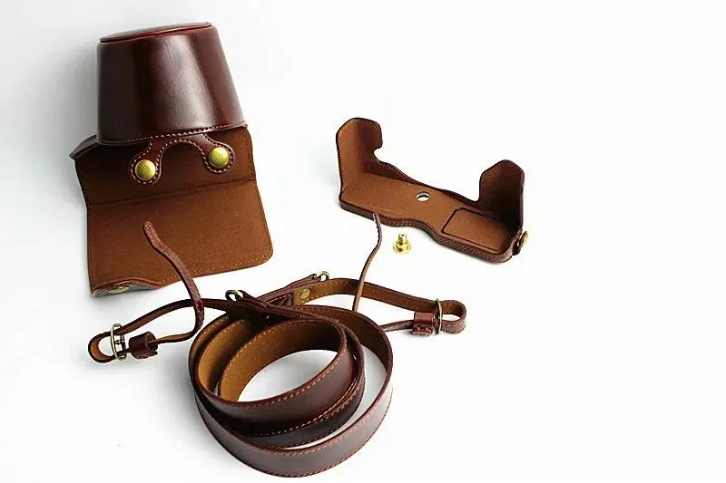 Black/Brown/Coffe Digital Camera Leather Case Cover for Olympus PEN-F Penf Charging | Электроника