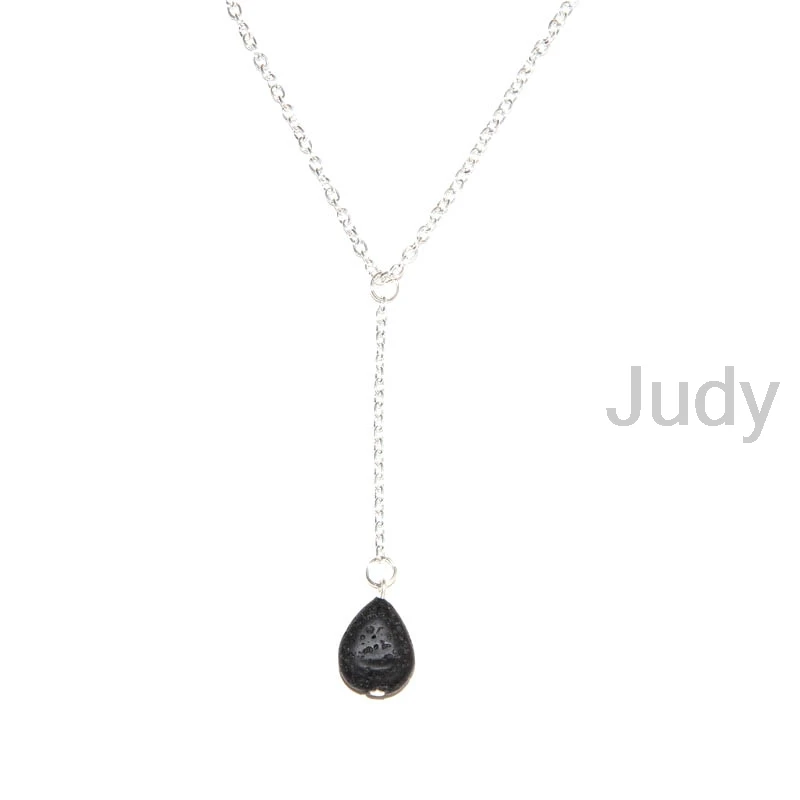 

12pcs/lot Lariat Essential Oil Necklace Diffuser Minimalist Teardrop Lava Bead Necklace Aromatherapy Jewelry