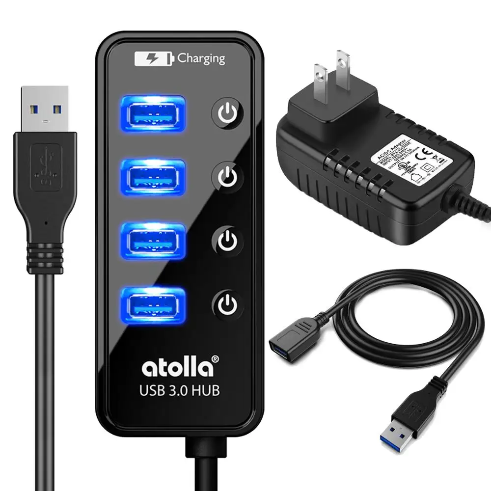 Atolla usb 3 0 концентратор с адаптером питания 4 + 1 Передача данных и зарядка