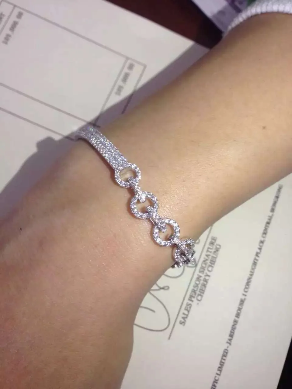 Роскошный браслет цепочка из стерлингового серебра 925 пробы с цирконием ААА A * M
