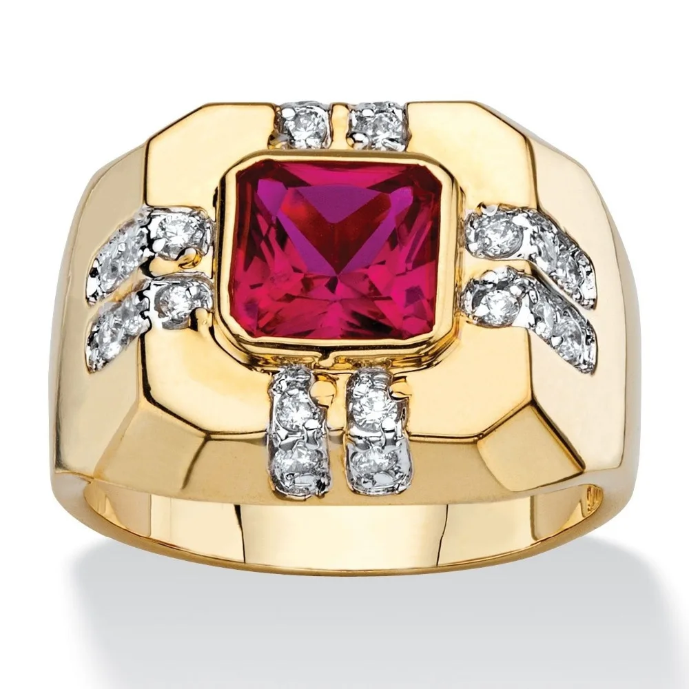 3.6CT размер от 8 до 15 Ювелирные изделия красный, темно-синий/Гранат, циркон камни 10KT мужские позолоченные кольца свадебный подарок