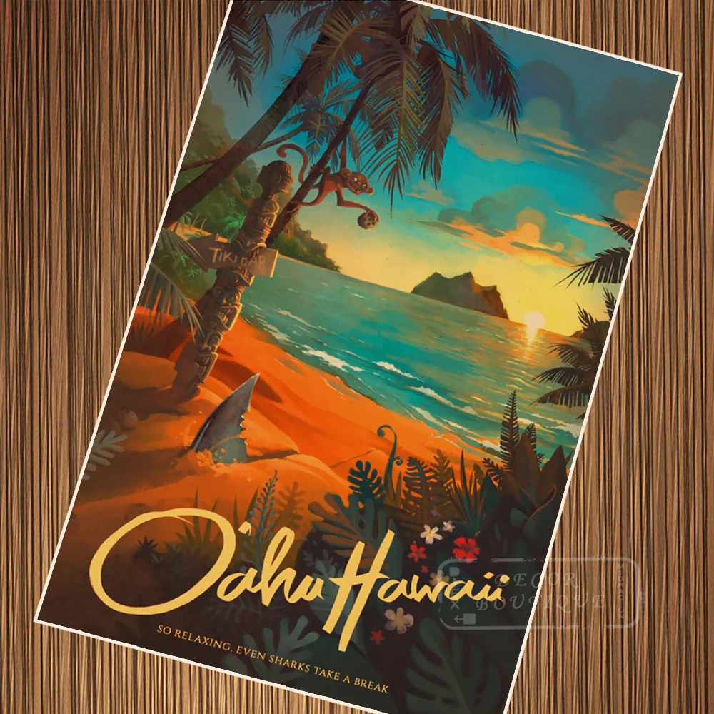 Винтажные Гавайские путешествия Туризм Tiki Lounge Beach Airline ретро постер Холст Картина