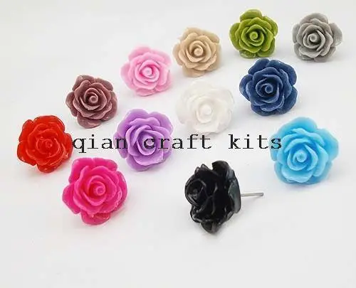 

72pcs gift set 13mm Flower Stud Earrings- Resin Flower Studs, Colorful Earrings- Gift Idea, Stocking Stuffer lead free