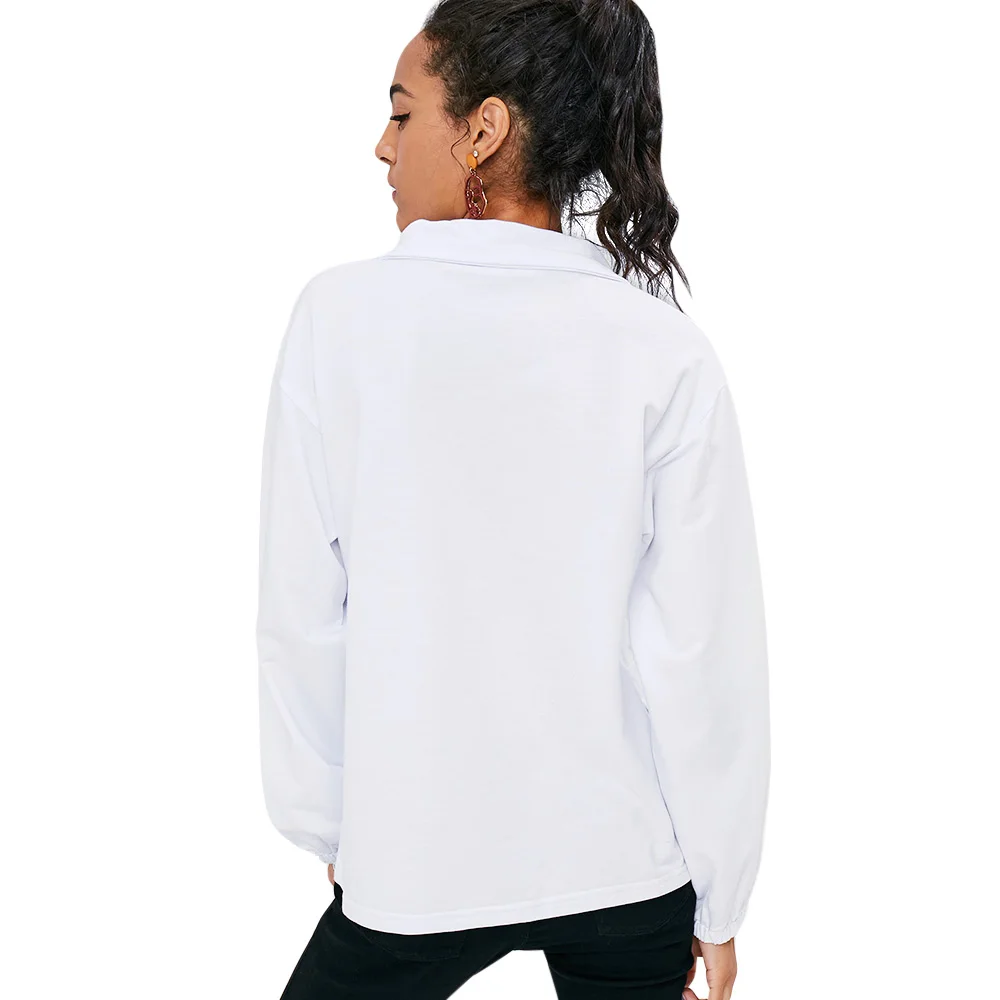 ZAFUL Графический Half Zip Американский Флаг Толстовка Высокая шея Для женщин С