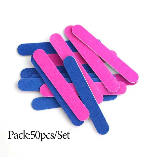 50pcs 10 шт/50 шт/100 шт пилочка для ногтей красная синяя двойная сторона буферы 180/240 зернистость шлифовальный дизайн ногтей аксессуары для дизайна ногтей инструменты для кутикулы - Цвет: 50pcs