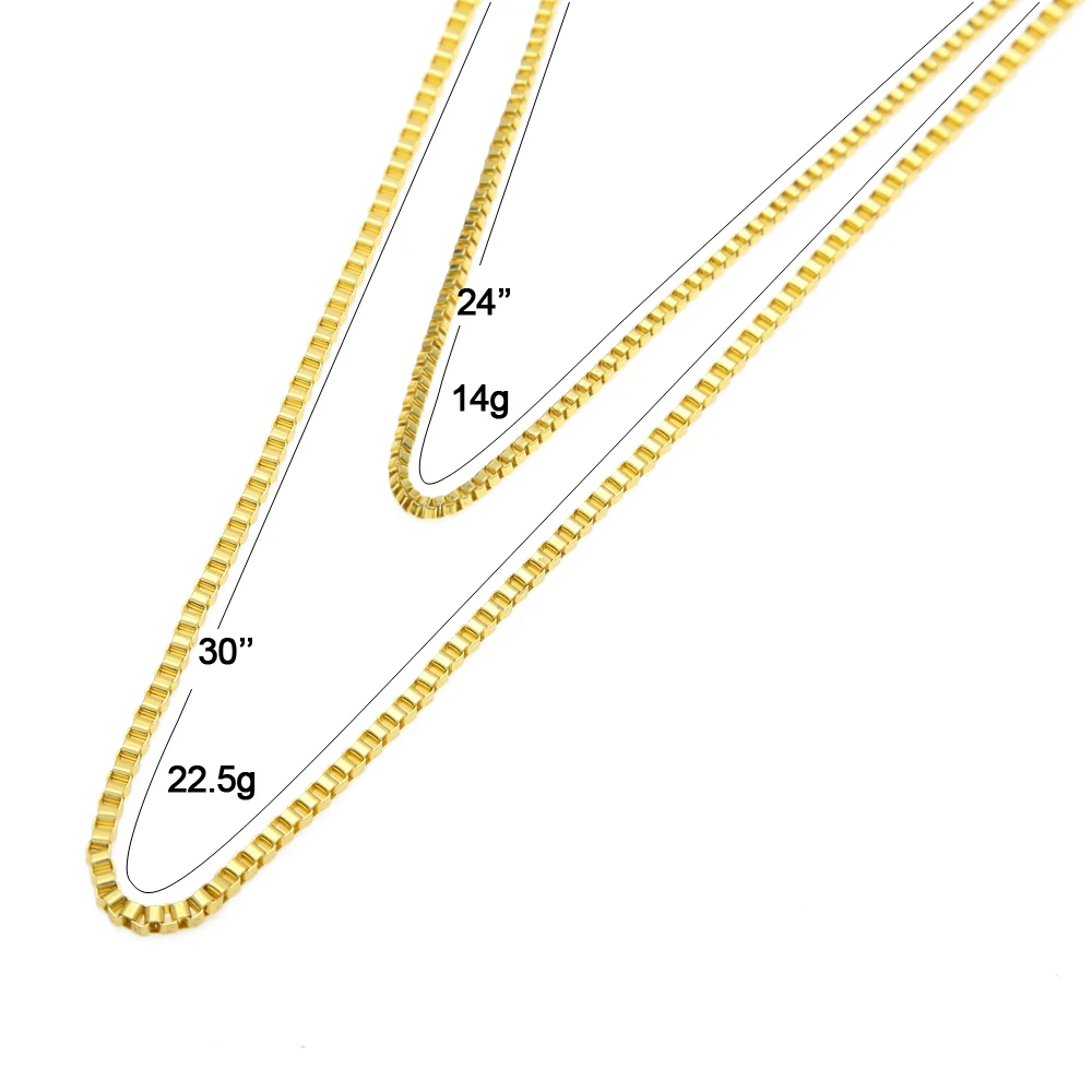 Хип хоп золотая цепочка из нержавеющей стали в коробке для мужчин шикарное
