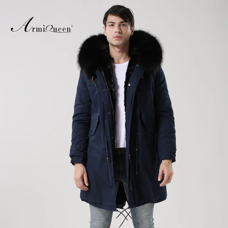 Dark blue outside with black faux fur lining jacket for gentleman Winter Parka in man's Parkas | Мужская одежда