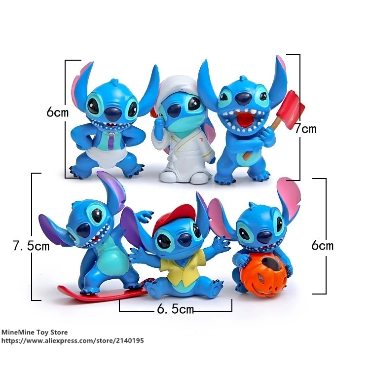 DISNEY Lilo & Stitch 6 шт./компл. см фигурка осанки коллекция украшений аниме игрушка