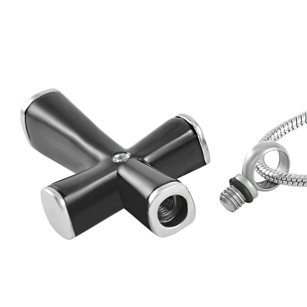 MJD9408 черный крест инкрустированный кристаллами кулон в форме урны