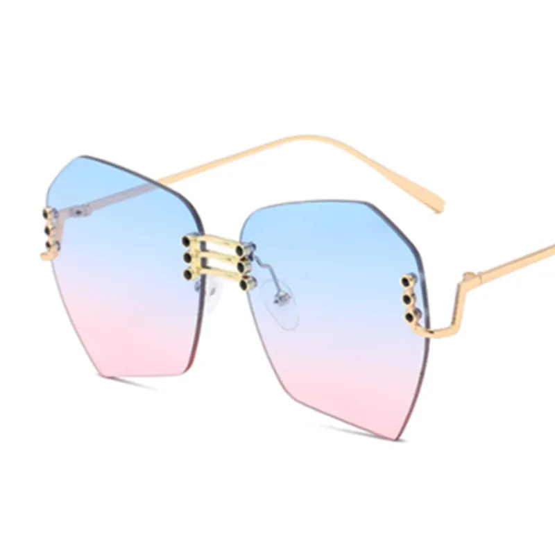 Эмодния женские розовые зеркальные очки без оправы Modis солнцезащитные Oculos culos с