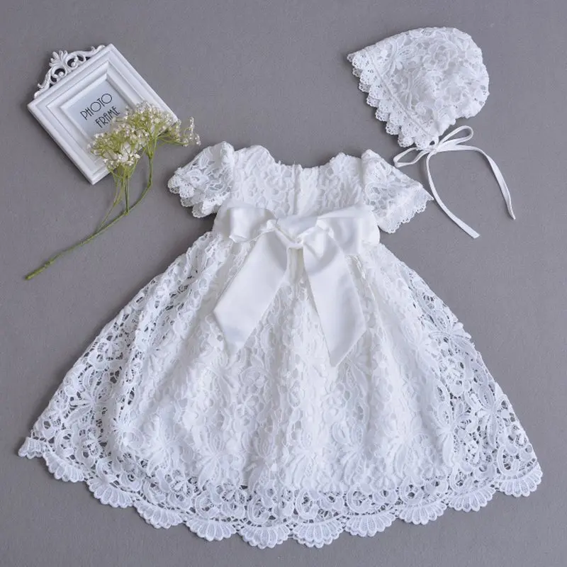 Длинное детское платье белое свадебное кружевное для крещения 2018 vestidos новая