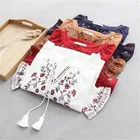 Этническая рубашка в стиле мори для девочек, летняя рубашка с оригинальным дизайном и вышивкой, 4 вида цветов, свободный размер, женская одежда, блуза