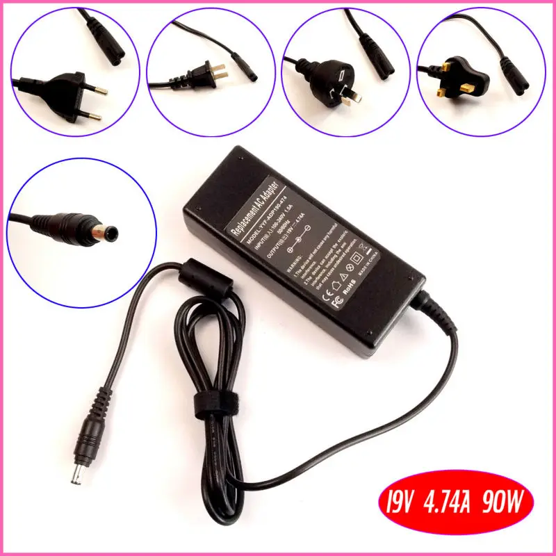 

19V 4.74A 90W Laptop Ac Adapter Charger for Samsung R18 R20 R23 R25 R26 R39 R40 R45 R46 R50 R55 R58 R60+ R65 R70 R700