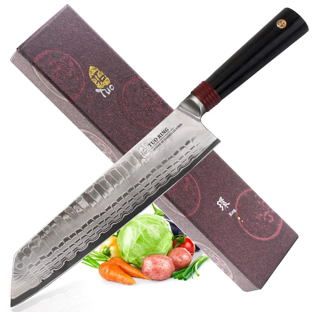 TUO столовые приборы Овощной kirisuke Ножи Japnaese Дамаск AUS 10 HC Нержавеющая сталь Кухня