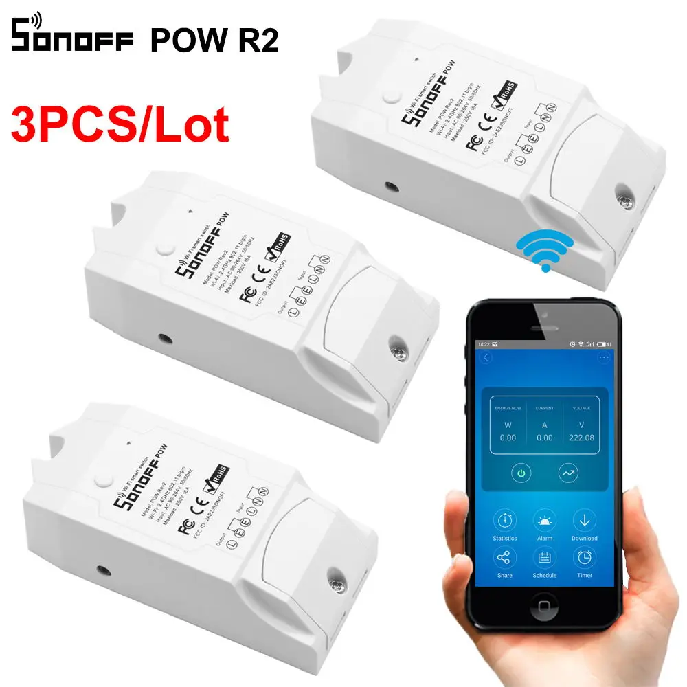 3 шт. Sonoff Pow R2 измерение энергопотребления Wifi выключатель питания устройство