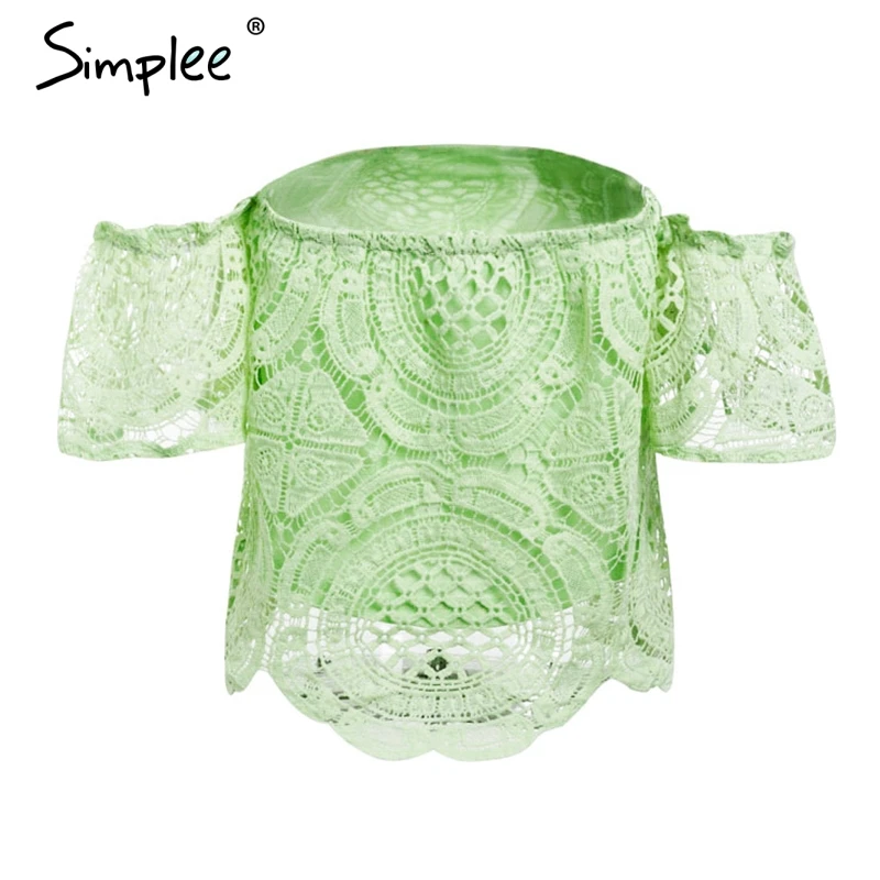 Женская белая кружевная рубашка Simplee привлекательная полая блузка с открытыми