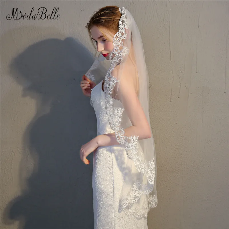 Модная свадебная фата цвета слоновой кости 1 метр с расческой Velos Novias Boda