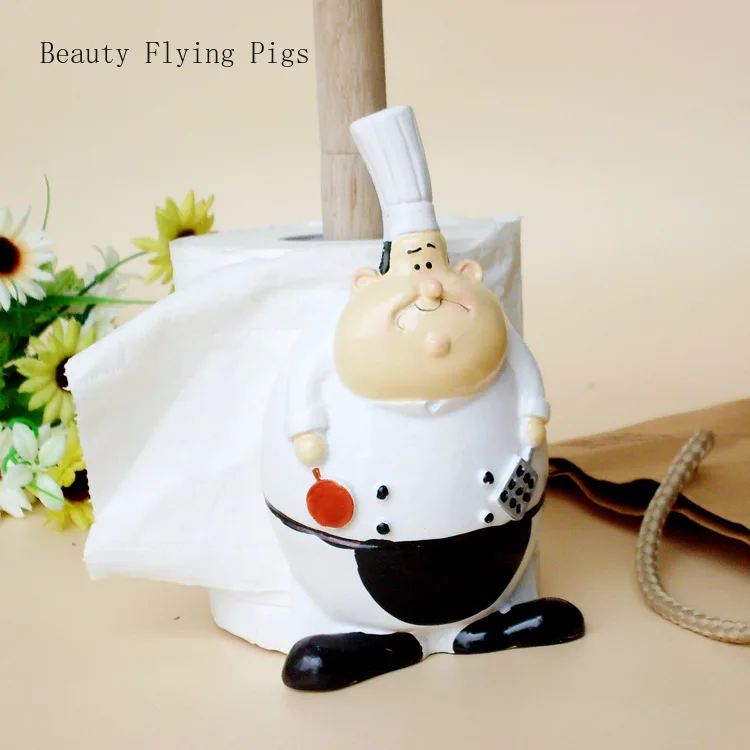 Милый Мультфильм Статуэтка шеф-повара рулон бумажного полотенца Держатель