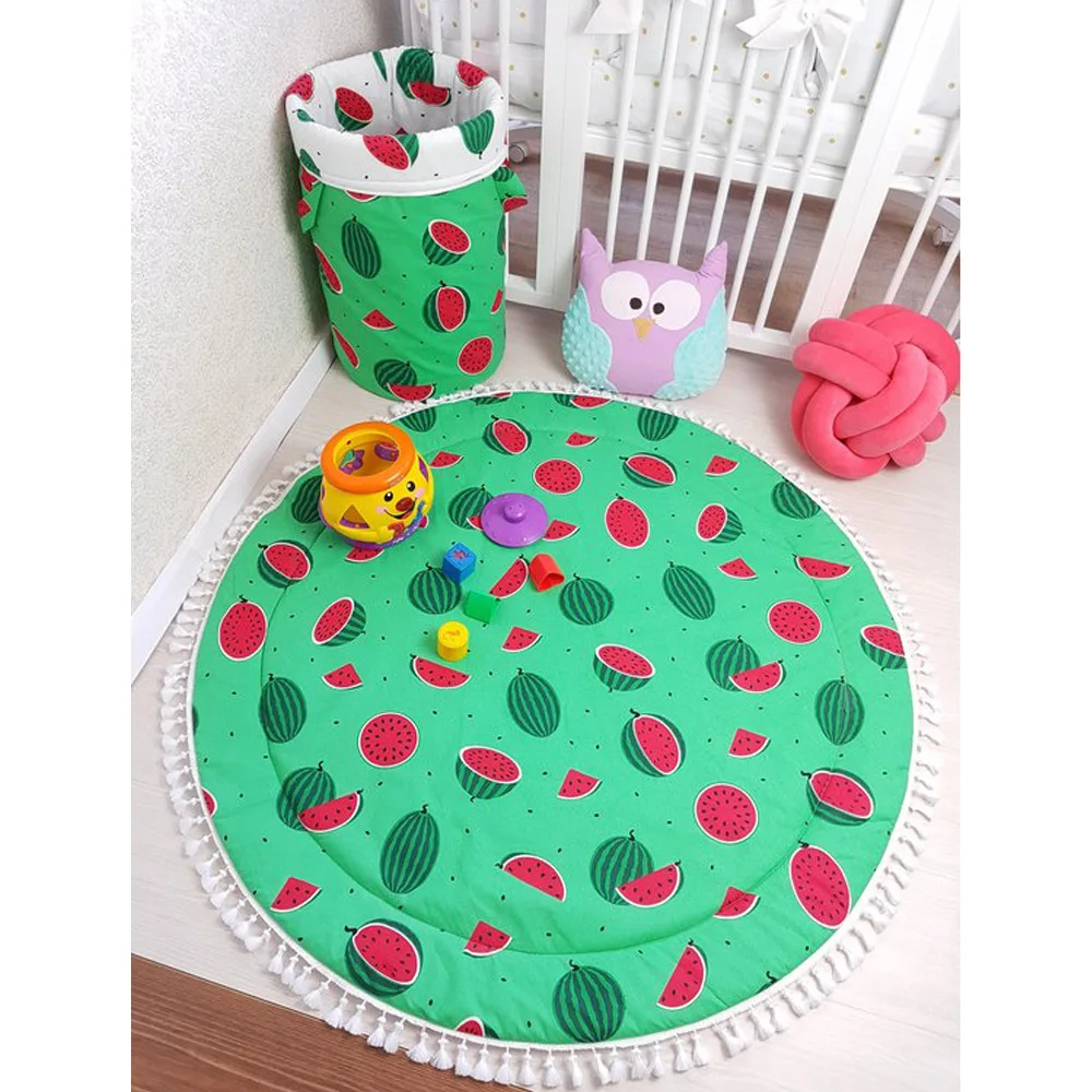 INS Watermelon Double Side Play Mats Carpet Baby Crawling Rug Pompom Kids Girls Room Decoration Rugs for Children Rooms Props | Дом и сад