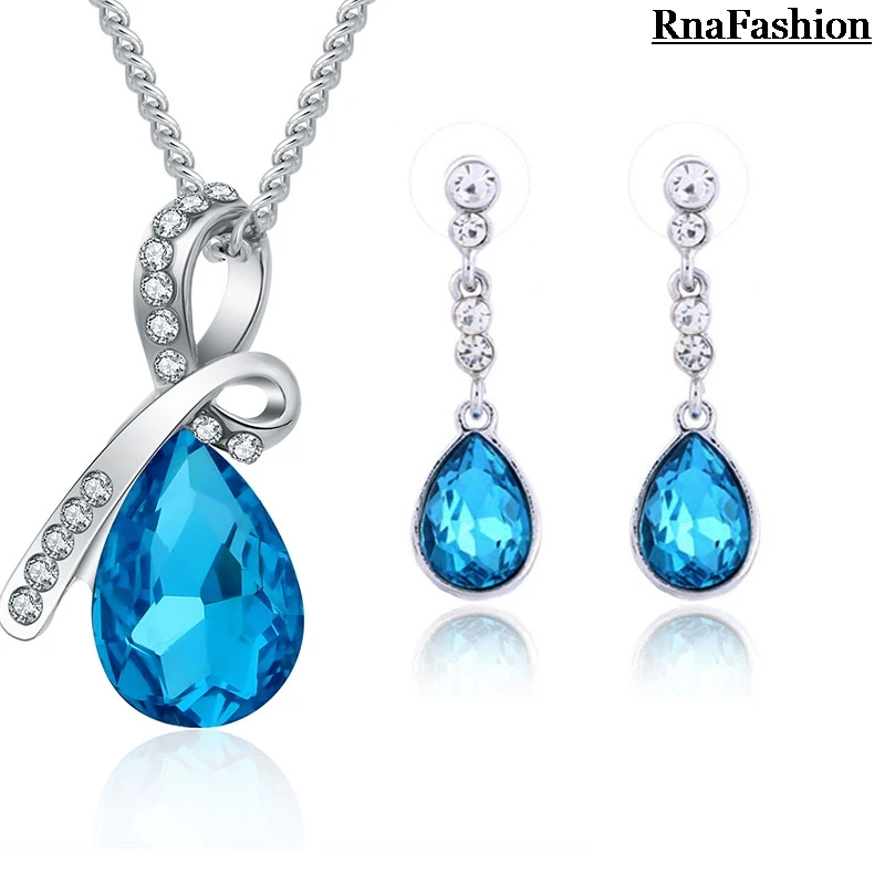 2014 оптовая продажа ювелирных изделий наборы капли воды кулон ожерелье серьги