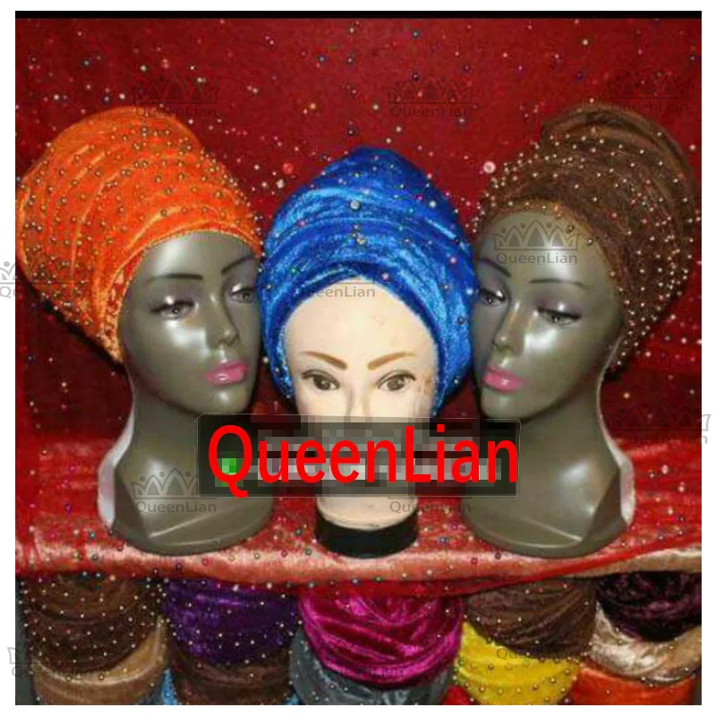 2017 модные эластичные Бандана с жемчугом в африканском стиле для женщин |