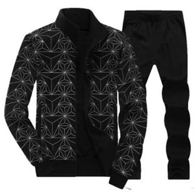 6XL 7XL 8XL, большой размер, мужской спортивный костюм, мужская спортивная одежда, сохраняющая тепло, мужская спортивная одежда, алмазная мультяшная печать, наборы для бега и бега - Цвет: 9560 black