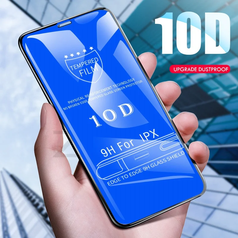 Протектор экрана отпечатков пальцев для iPhone XR XS Max полное закаленное стекло 10D 9 H