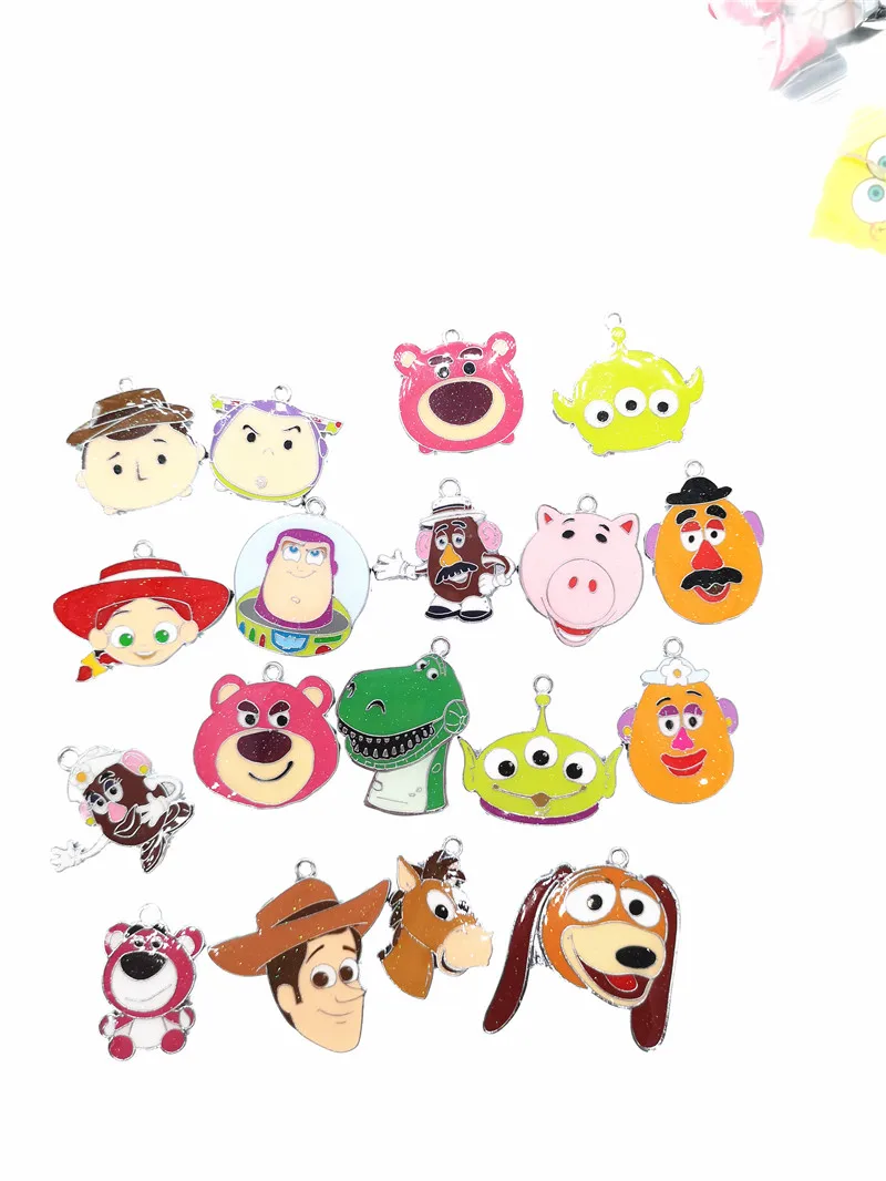 100pcs Cartoon Toy story Metal Charm Key chain necklace Pendants DIY Jewelry Making Accessories | Украшения и аксессуары