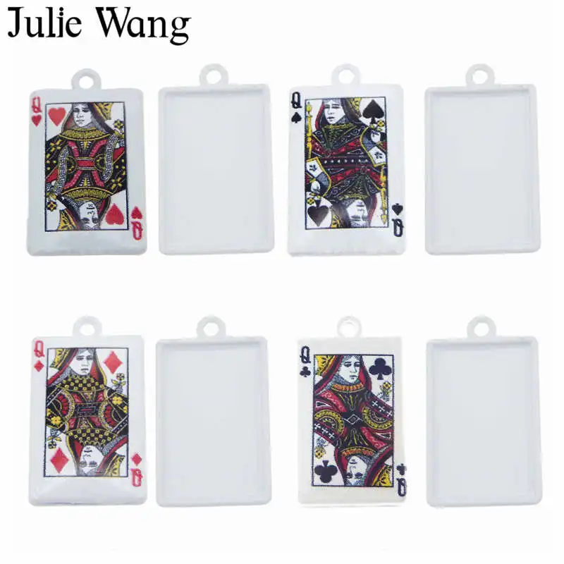 Julie Wang 5 шт. королевская королева покерные карты подвески сплав белое покрытие