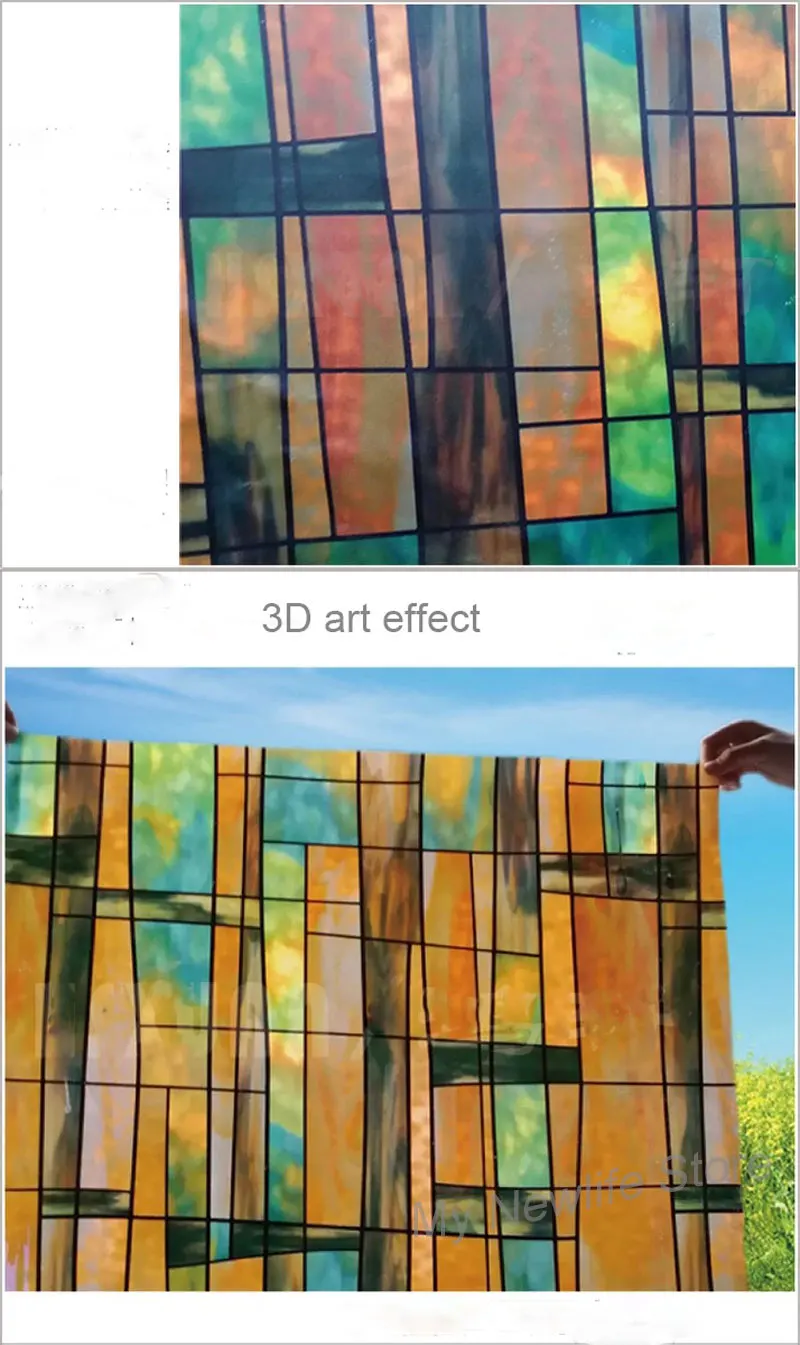 Искусство эффект живописи наклейки на окна пленка без клея 3D цветное офисные Стекло раздвижные двери наклейки 40/45/50/60/70/80*100 см