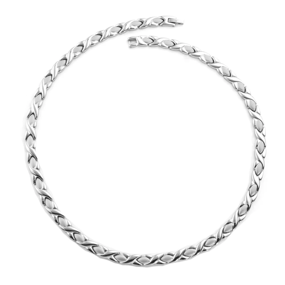 silver Новое золото мода дизайн энергии золотое ожерелье из нержавеющей стали 316L магнитная терапия снять усталость энергетическое ожерелье для мужчин, женщин - Окраска металла: silver