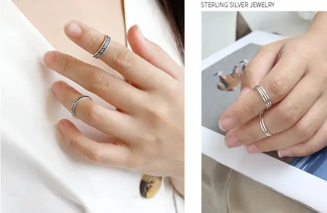 1 шт небольшой Размеры Аутентичные S925 стерлингового серебра FINE Jewelry миди с кольцом регулировки TLJ595