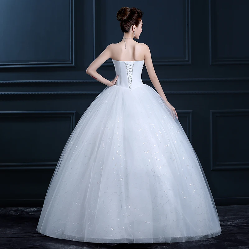 CX блеск Simple без бретелек Кружева Цветы свадебное платье невесты бальный наряд BODA