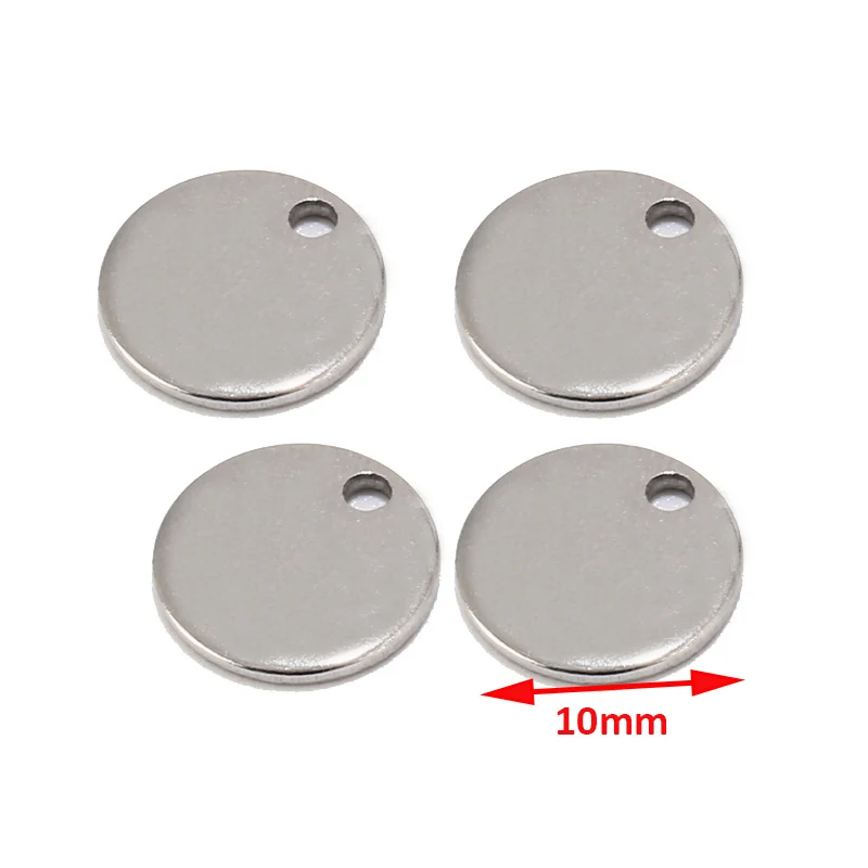 Dull Silver 10mm 50 шт серебро/золото/розовое золото из нержавеющей стали Чистая бирка под штамповку собаки бирки круглые кулоны на заказ с любыми словами 6 мм/8 мм/10 мм - Окраска металла: Dull Silver 10mm