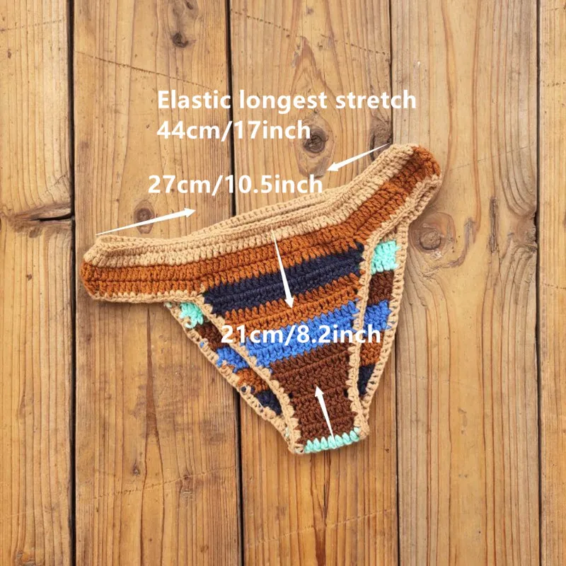 Связанное крючком бикини ручная работа набор эластичных облегающих трусов топ