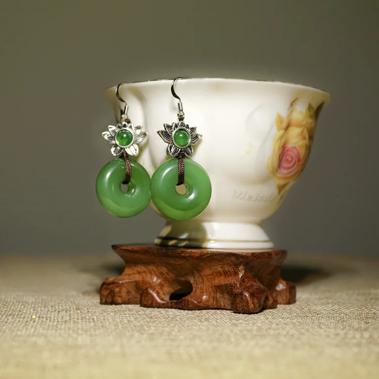 Винтажные этнические ювелирные изделия из авантюрина Висячие Серьги Модные