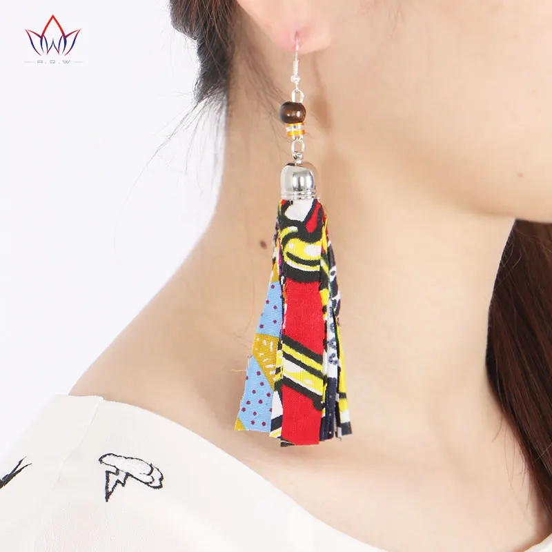 Серьги капельки из хлопка ручной работы с принтом в африканском стиле хлопковые