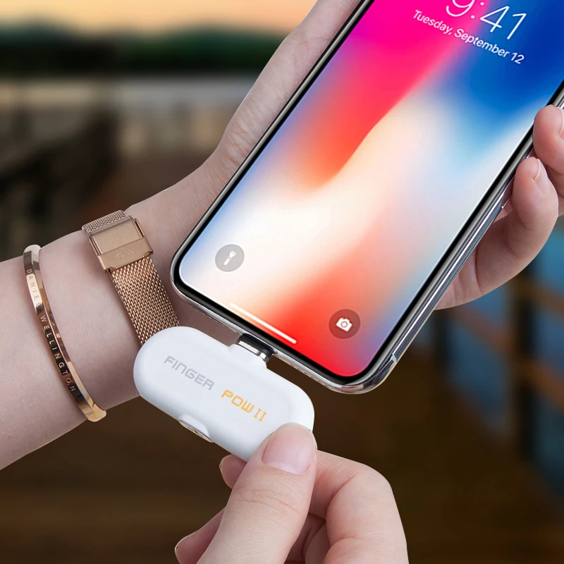 Fingerpow 1100 мАч Мини банк питания для iPhone/Android/type C Магнитный USB кабель для зарядки и передачи данных внешний аккумулятор 18650 Банк питания