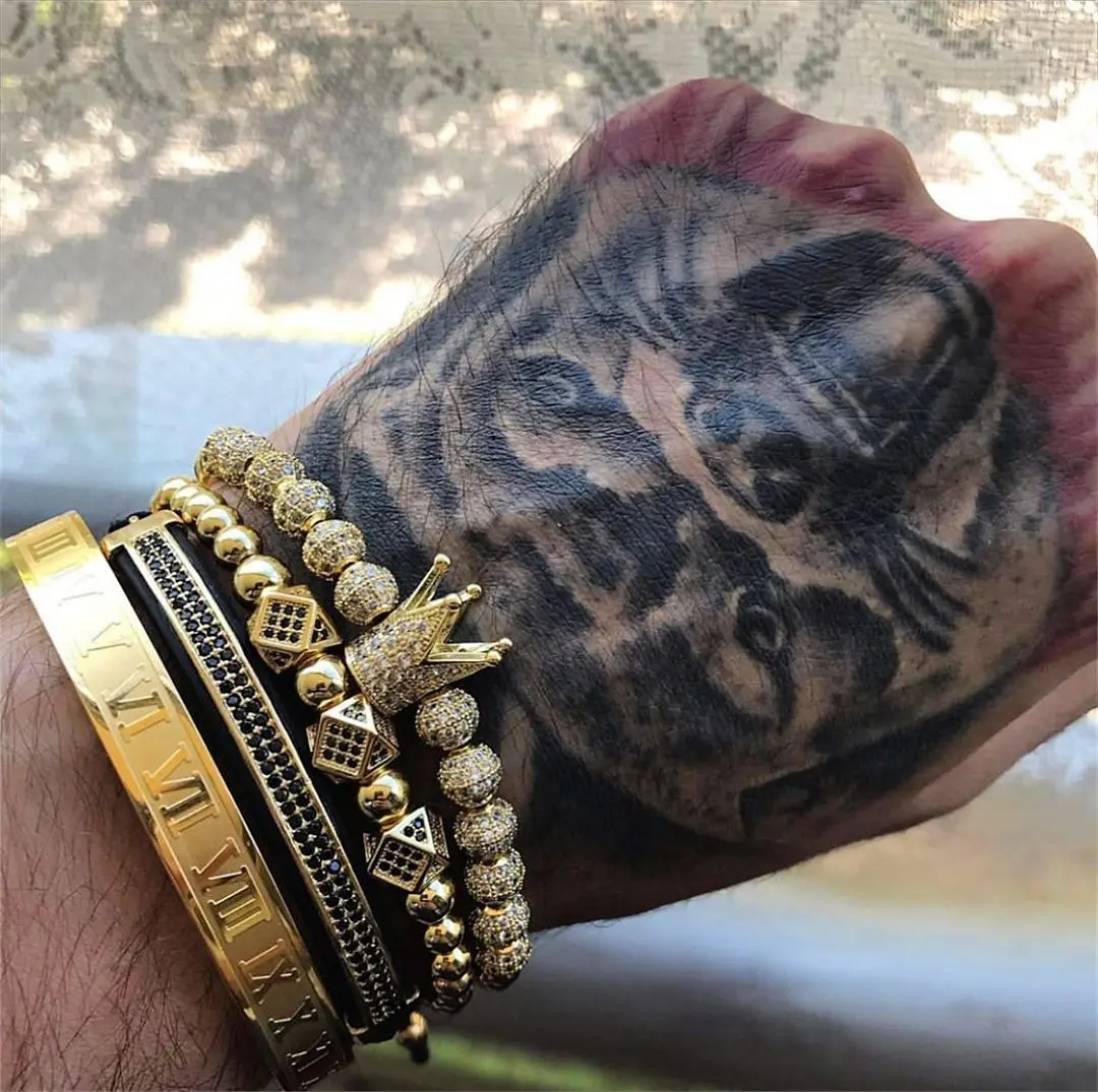 Мужской браслет ювелирные изделия 4 шт./компл. Корона Подвески бусины макраме