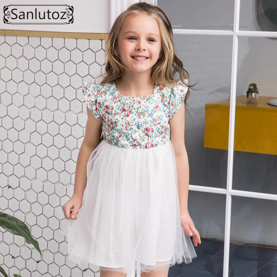 Sanlutoz Flower Girl Dress Tutu Children Clothing Brand Costume for Kids Toddler Party Wedding Princess Summer 2017 | Детская одежда и
